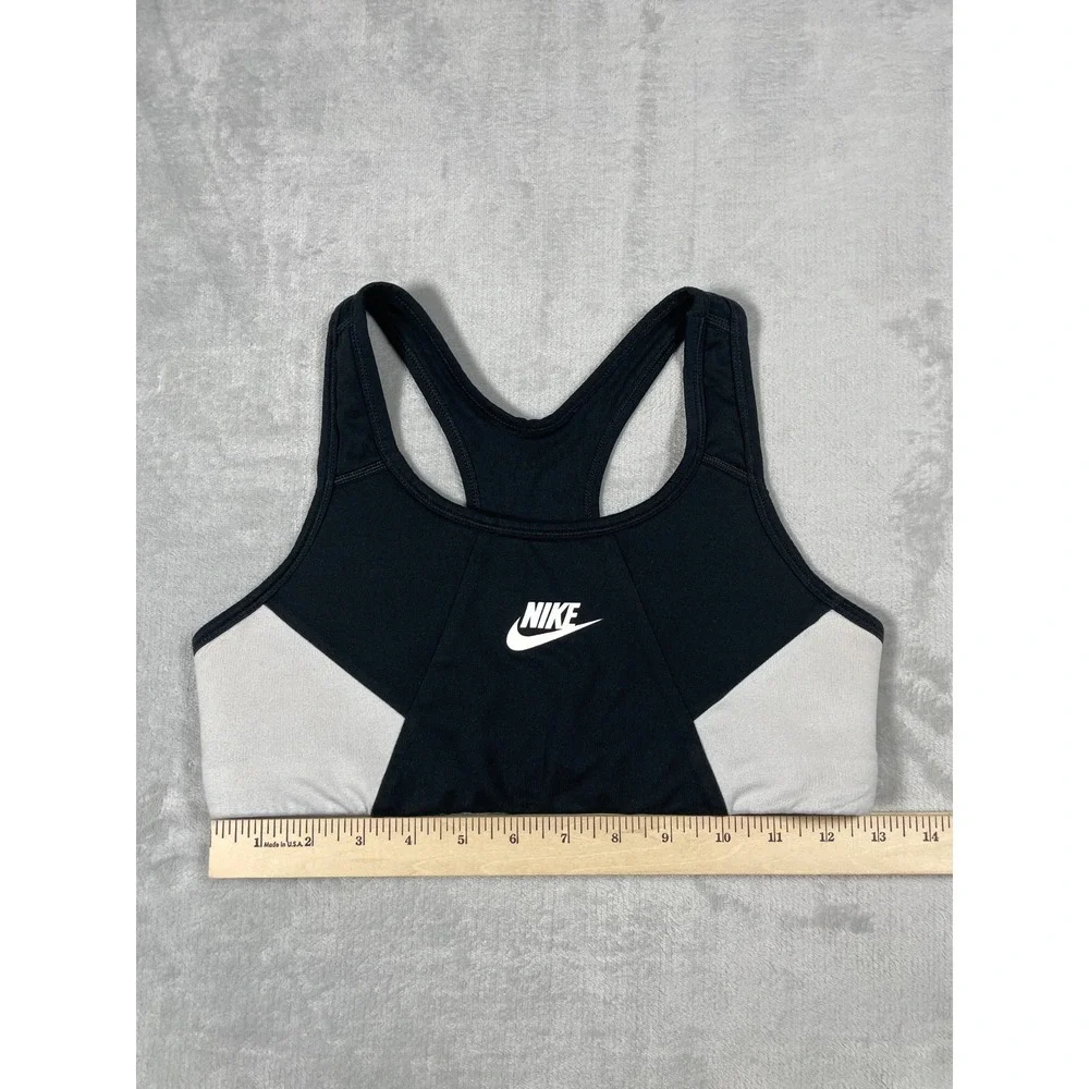 Nike Dri Fit Sports Bra Women's S Black Gray Racerback Medium Support Activewear